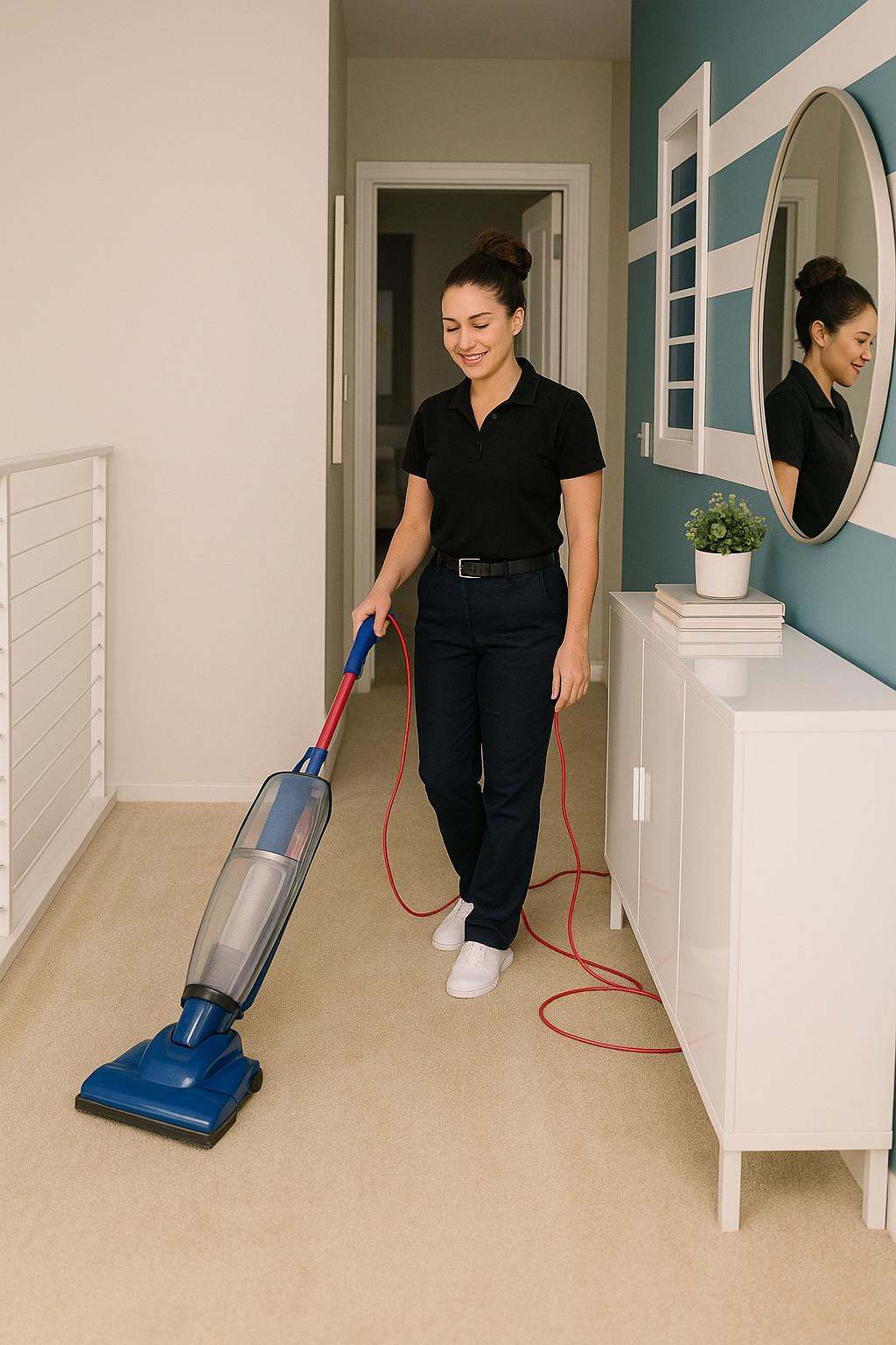 Vacuuming a living area
