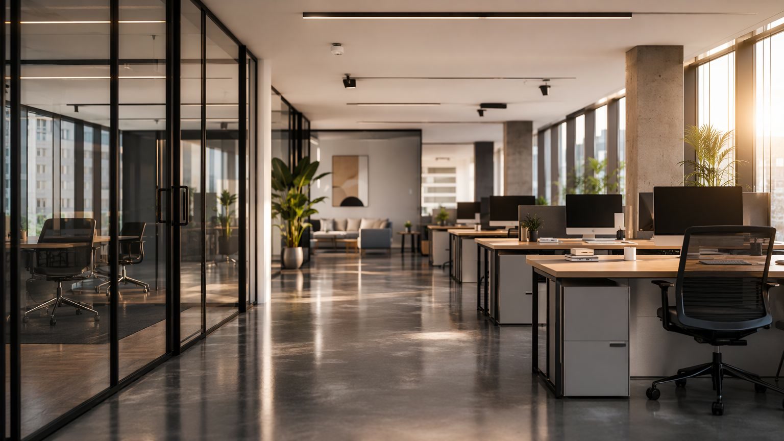 Modern open plan office kept clean by a professional team